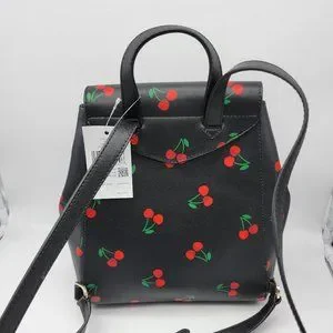 Kate Spade Lizzie Medium Flap Backpack Tossed Cherry Print Leather backpack Kate Spade Black in Leather - 38855420 main image 4